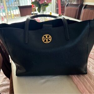 TOREY BURCH BLACK LEATHER TOTE